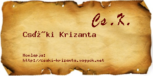 Csáki Krizanta névjegykártya